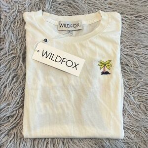 Wildfox Cream Tee with Palm Tree Design